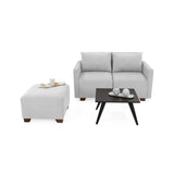 Sala Modular Alcala Plata y Wengue 70x80cm de Tres Puestos con Apoya Brazos Puff y Mesa de Centro - SOFAS Y POLTRONAS | Bylmo