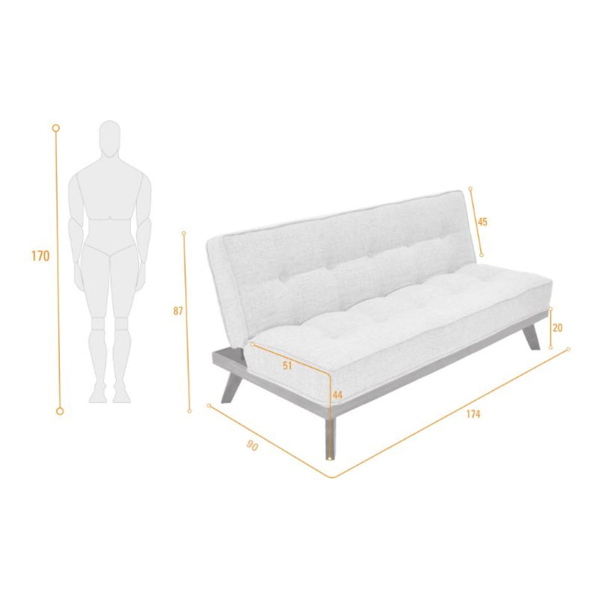 Sofá Cama Lucerna Trigo 174x87cm de Tres Puestos Reclinable - SOFAS Y POLTRONAS | Bylmo