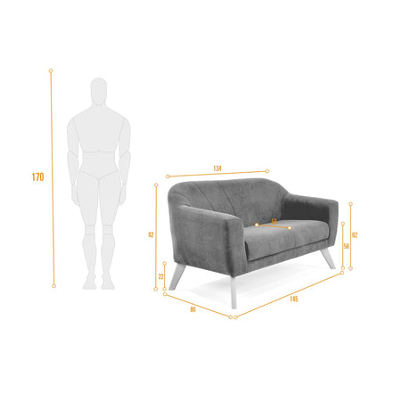 Sofá Thor Indigo 145x82cm de Dos Puestos con Apoya Brazos Resistente a Rasguños - SOFAS Y POLTRONAS | Bylmo