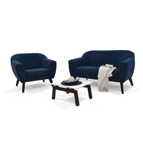 Sala Thor Indigo y Blanco 145x82cm de Tres Puestos con Apoya Brazos y Mesa de Centro - SOFAS Y POLTRONAS | Bylmo