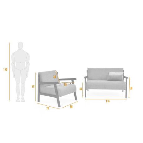 Sala Segovia Plata 116x76cm de Tres Puestos con Apoya Brazos Resistente a Rasguños - SOFAS Y POLTRONAS | Bylmo