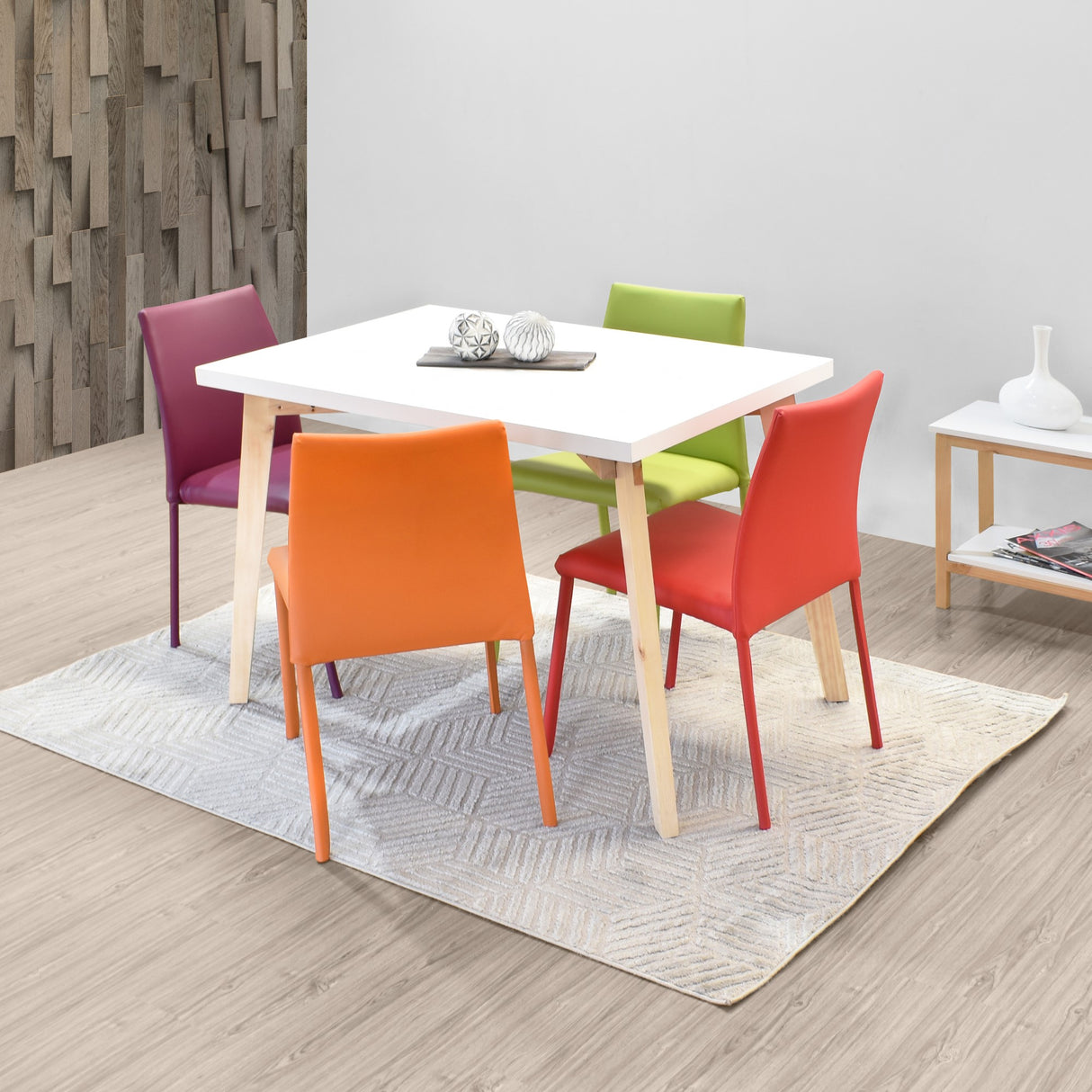 Comedor Rectangular Ginebra Blanco y Matiz Natural 110x76cm De Cuatro Puestos sin Sillas - COMEDORES | Bylmo