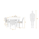 Combo Comedor Rectangular Ginebra Plata y Matiz Natural 110x76cm De Cuatro Puestos con Cuatro Sillas - COMEDORES | Bylmo