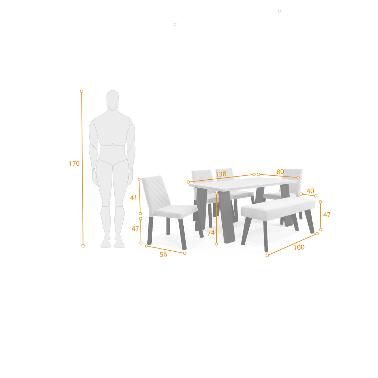 Combo Comedor Rectangular Soho Plata y Matiz Negro 138x74cm De Seis Puestos con Cuatro Sillas y Un Butaco - COMEDORES | Bylmo