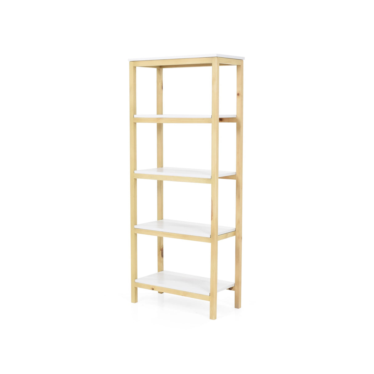 Estantería Brooklyn Blanco y Matiz Natural 62x146cm con Cinco Entrepaños - BIBLIOTECAS Y ESTANTERIAS | Bylmo