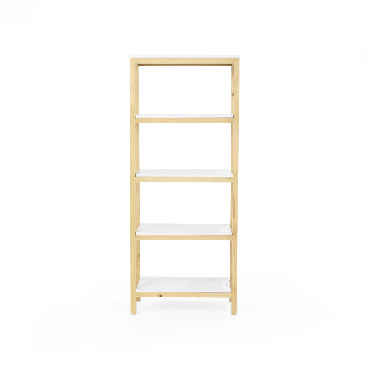 Estantería Brooklyn Blanco y Matiz Natural 62x146cm con Cinco Entrepaños - BIBLIOTECAS Y ESTANTERIAS | Bylmo