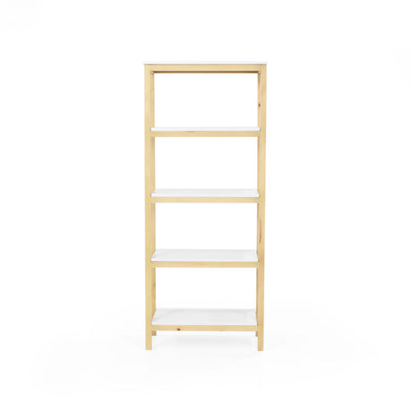Estantería Brooklyn Blanco y Matiz Natural 62x146cm con Cinco Entrepaños - BIBLIOTECAS Y ESTANTERIAS | Bylmo