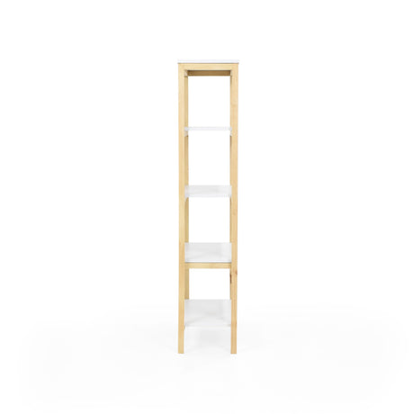 Estantería Brooklyn Blanco y Matiz Natural 62x146cm con Cinco Entrepaños - BIBLIOTECAS Y ESTANTERIAS | Bylmo