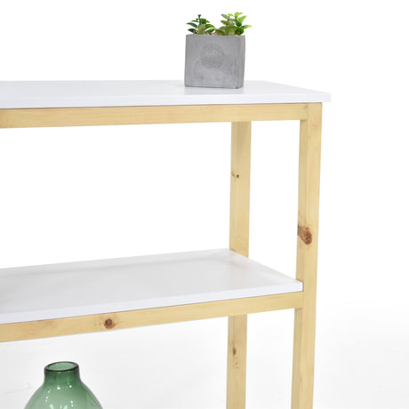 Estantería Brooklyn Blanco y Matiz Natural 62x80cm con Tres Entrepaños - BIBLIOTECAS Y ESTANTERIAS | Bylmo