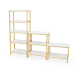 Combo Estantería Brooklyn Blanco y Matiz Natural 186x146cm con Diez Entrepaños y Una Mesa Auxiliar - BIBLIOTECAS Y ESTANTERIAS | Bylmo
