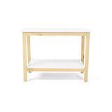 Mesa Auxiliar Rectangular Brooklyn Blanco y Matiz Natural 62x48cm con Dos Compartimientos - MESAS AUXILIARES | Bylmo