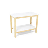 Mesa Auxiliar Rectangular Brooklyn Blanco y Matiz Natural 62x48cm con Dos Compartimientos - MESAS AUXILIARES | Bylmo