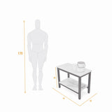 Mesa Auxiliar Rectangular Brooklyn Blanco y Matiz Natural 62x48cm con Dos Compartimientos - MESAS AUXILIARES | Bylmo