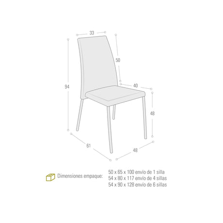 Silla de Comedor Vaduz Taupe 48x94cm con Espaldar y con Asiento Cuadrado - SILLAS Y BUTACOS | Bylmo