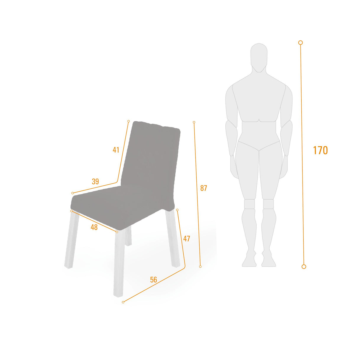 Silla de Comedor Cataluña Gris 48x87cm con Espaldar y con Asiento Cuadrado - SILLAS Y BUTACOS | Bylmo