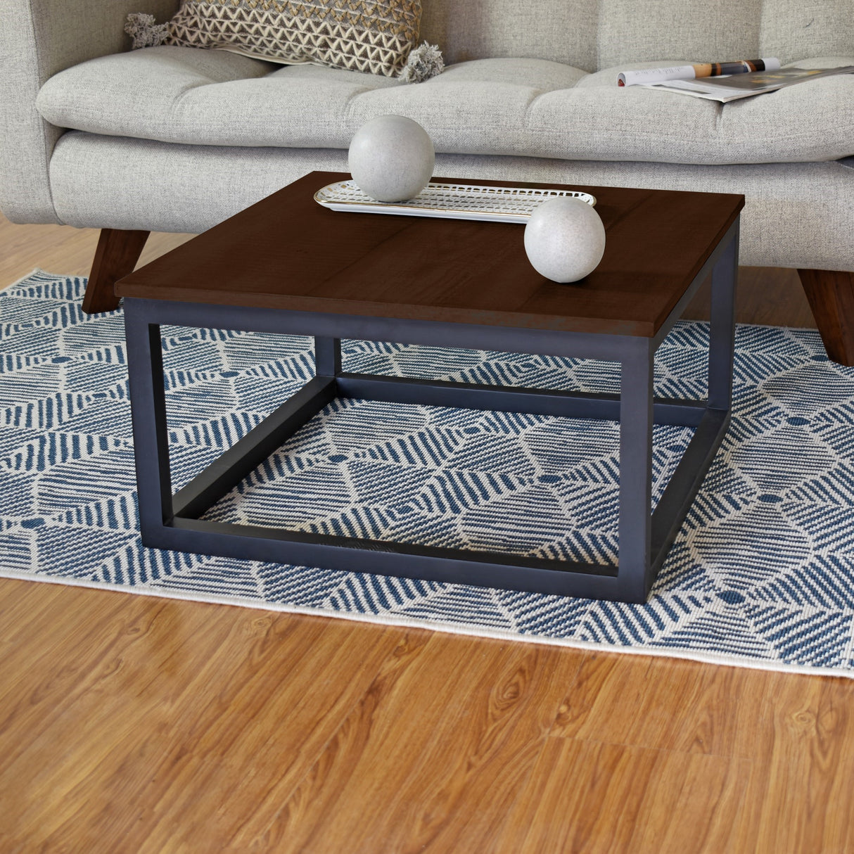 Mesa de Centro Kazan Wengue y Negro 61x32cm Cuadrado con Patas - MESAS DE CENTRO | Bylmo