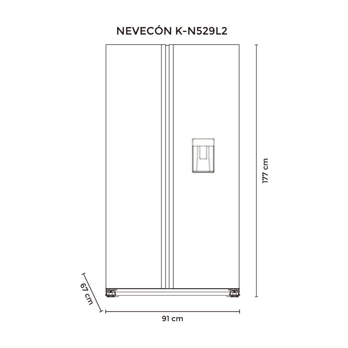Nevecón Gris Oscuro 91x177cm De 529 Litros No Frost con Dispensador de Agua