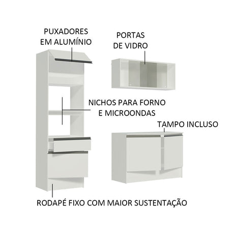Cocina Integral Topazio Blanco 180x210cm con Mesón de Madera y sin Estufa - COCINAS | Bylmo