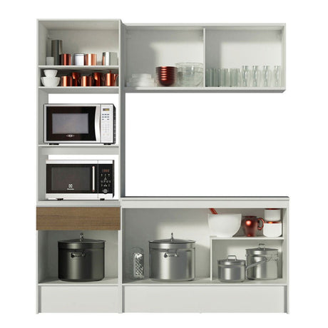 Cocina Integral Topazio Marron 180x210cm con Mesón de Madera y sin Estufa - COCINAS | Bylmo