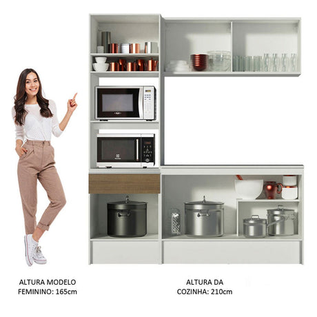 Cocina Integral Topazio Marron 180x210cm con Mesón de Madera y sin Estufa - COCINAS | Bylmo