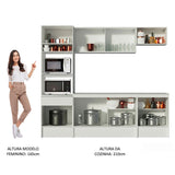 Cocina Integral Topazio Blanco 240x210cm con Mesón de Madera con 13 Entrepaños y sin Estufa - COCINAS | Bylmo