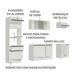 Cocina Integral Topazio Blanco 240x210cm con Mesón de Madera con 13 Entrepaños y sin Estufa - COCINAS | Bylmo