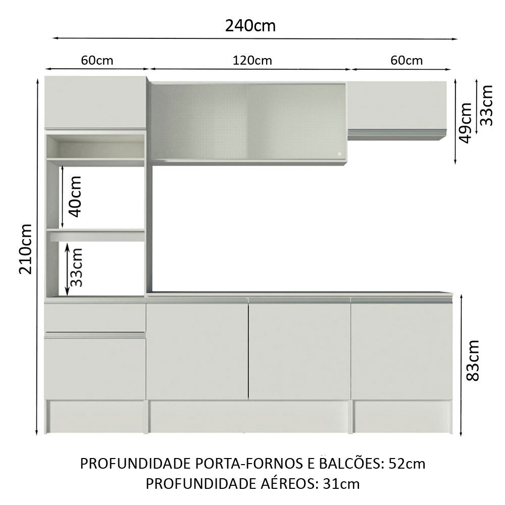 Cocina Integral Topazio Blanco 240x210cm con Mesón de Madera con 13 Entrepaños y sin Estufa - COCINAS | Bylmo