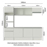 Cocina Integral Topazio Blanco 240x210cm con Mesón de Madera con 13 Entrepaños y sin Estufa - COCINAS | Bylmo