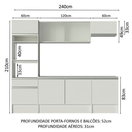 Cocina Integral Topazio Blanco 240x210cm con Mesón de Madera con 13 Entrepaños y sin Estufa - COCINAS | Bylmo