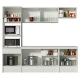 Cocina Integral Diamante Blanco 240x210cm con Mesón de Madera con Trece Entrepaños y sin Estufa - COCINAS | Bylmo