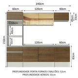 Cocina Integral Diamante Marron 240x210cm con Mesón de Madera con Mueble para Horno y sin Estufa - COCINAS | Bylmo