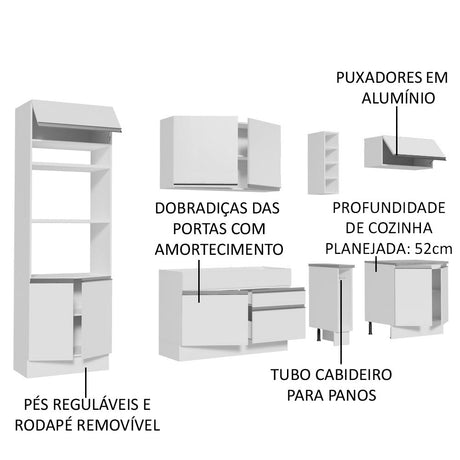 Cocina Integral Vicenza Blanco 290x225cm sin Mesón con Estante para Paños y sin Estufa - COCINAS | Bylmo