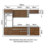 Cocina Integral Vicenza Marron 290x225cm sin Mesón con Mueble para Horno y sin Estufa - COCINAS | Bylmo