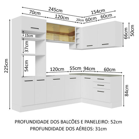 Cocina Integral Agata Blanco 399x225cm sin Mesón con Mueble para Horno y sin Estufa - COCINAS | Bylmo