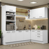 Cocina Integral Agata Blanco 399x225cm sin Mesón con Mueble para Horno y sin Estufa - COCINAS | Bylmo
