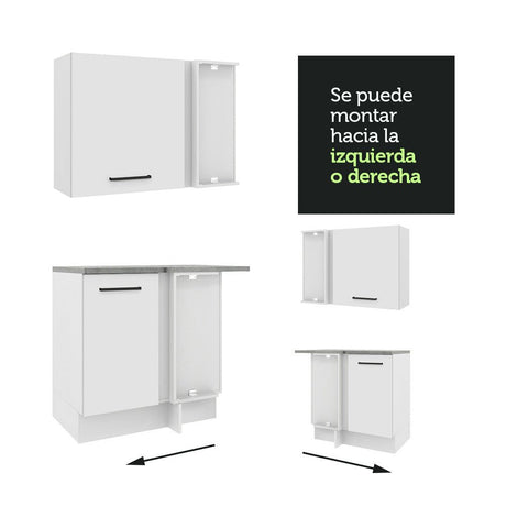 Cocina Integral Agata Blanco 399x225cm sin Mesón y sin Estufa - COCINAS | Bylmo