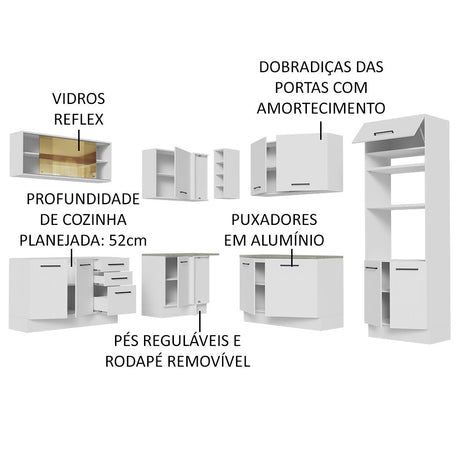Cocina Integral Agata Blanco 459x225cm sin Mesón y sin Estufa - COCINAS | Bylmo