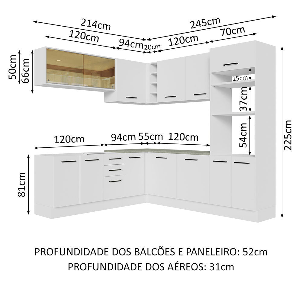 Cocina Integral Agata Blanco 459x225cm sin Mesón y sin Estufa - COCINAS | Bylmo