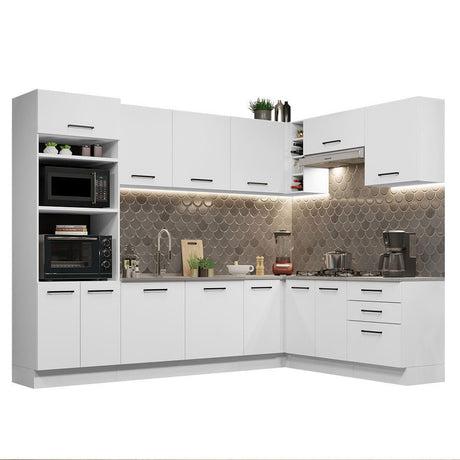 Cocina Integral Agata Blanco 479x225cm sin Mesón y sin Estufa - COCINAS | Bylmo