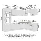 Cocina Integral Agata Blanco 479x225cm sin Mesón y sin Estufa - COCINAS | Bylmo