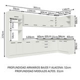 Cocina Integral Agata Blanco 499x225cm sin Mesón y sin Estufa - COCINAS | Bylmo