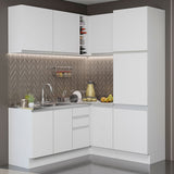 Cocina Integral Glamy Blanco 329x225cm sin Mesón Con Cajón para Utensilios y sin Estufa - COCINAS | Bylmo