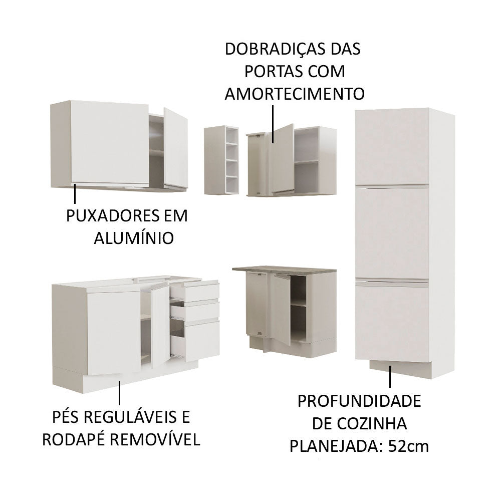 Cocina Integral Glamy Blanco 329x225cm sin Mesón Con Cajón para Utensilios y sin Estufa - COCINAS | Bylmo