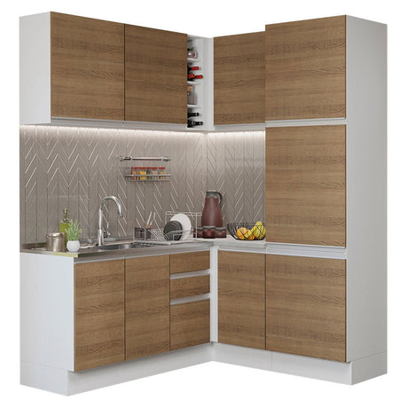 Cocina Integral Glamy Marron 329x225cm sin Mesón con Alacena y sin Estufa - COCINAS | Bylmo