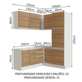 Cocina Integral Glamy Marron 329x225cm sin Mesón con Alacena y sin Estufa - COCINAS | Bylmo