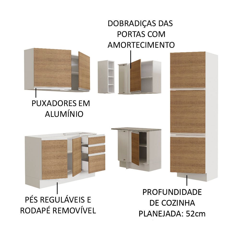 Cocina Integral Glamy Marron 329x225cm sin Mesón con Alacena y sin Estufa - COCINAS | Bylmo