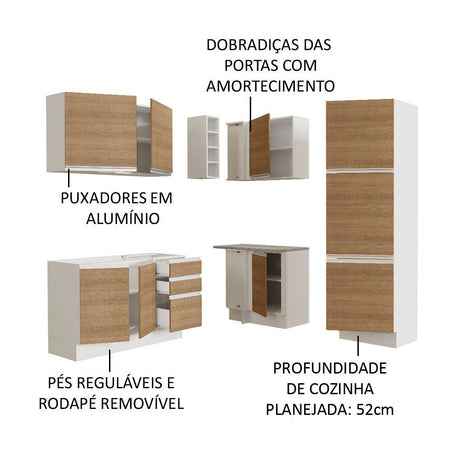Cocina Integral Glamy Marron 329x225cm sin Mesón con Alacena y sin Estufa - COCINAS | Bylmo