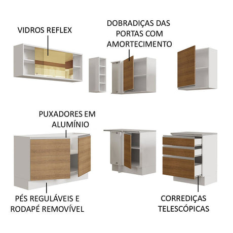Cocina Integral Glamy Marron 329x225cm sin Mesón y sin Estufa - COCINAS | Bylmo