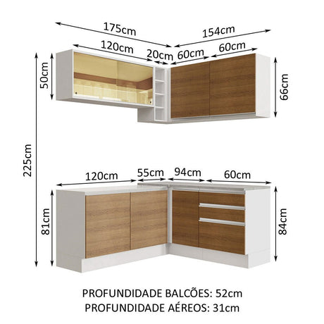 Cocina Integral Glamy Marron 329x225cm sin Mesón y sin Estufa - COCINAS | Bylmo