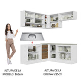 Cocina Integral Glamy Marron 349x225cm sin Mesón con Cuatro Muebles Superiores y sin Estufa - COCINAS | Bylmo